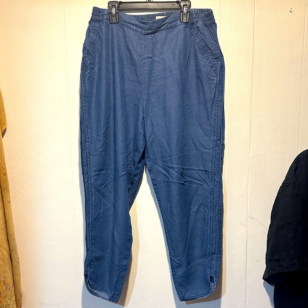 Denim look loose ankle pants‎